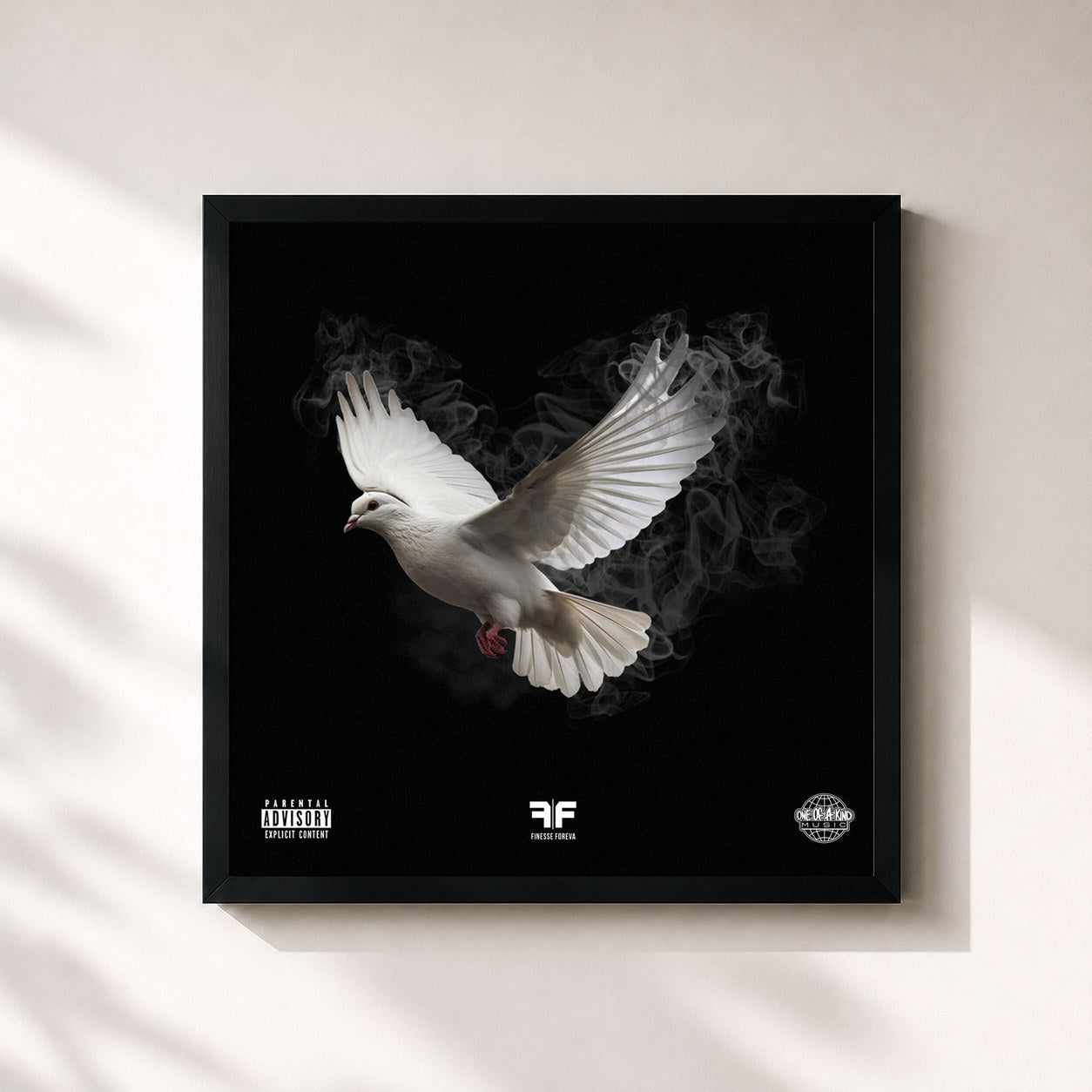#noir Tableau carré de l'album FREEDOM de Russ Millions, cadre noir 32x32 cm
