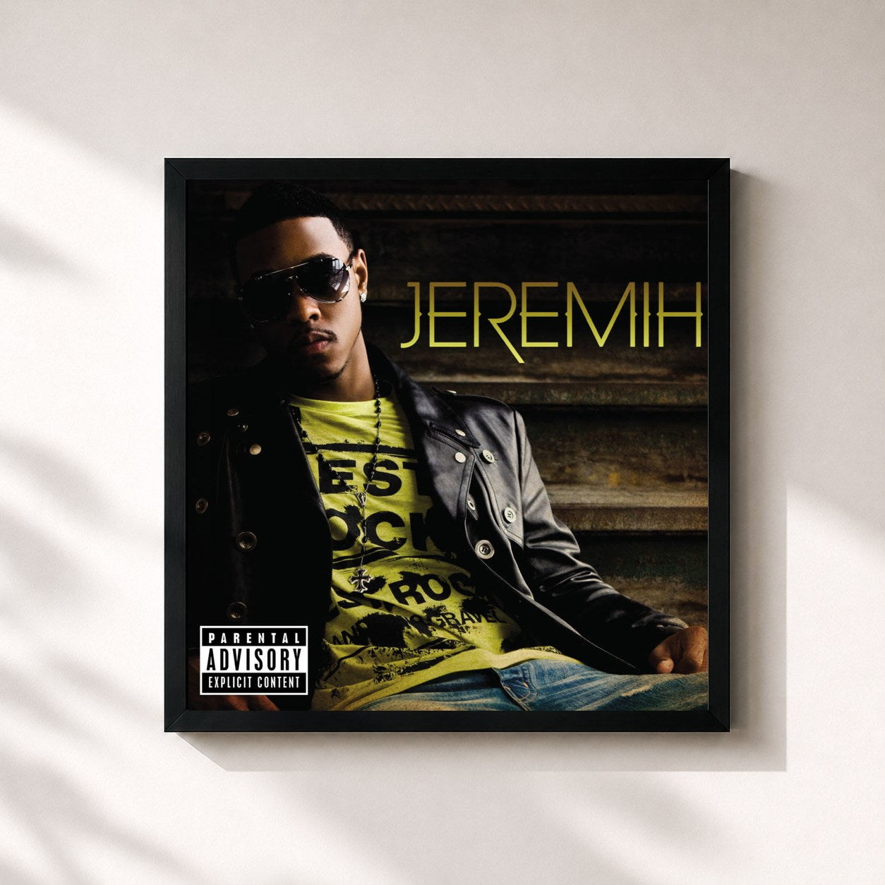 #noir Tableau carré de l'album Jeremih de Jeremih, cadre noir 32x32 cm