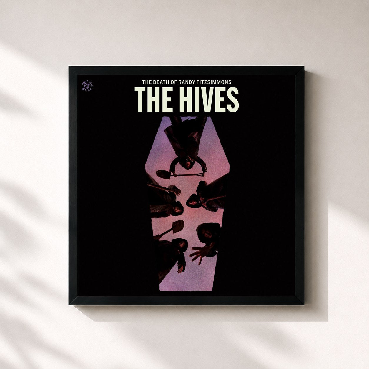 #noir Tableau carré de l'album The Death Of Randy Fitzsimmons de The Hives, cadre noir 32x32 cm