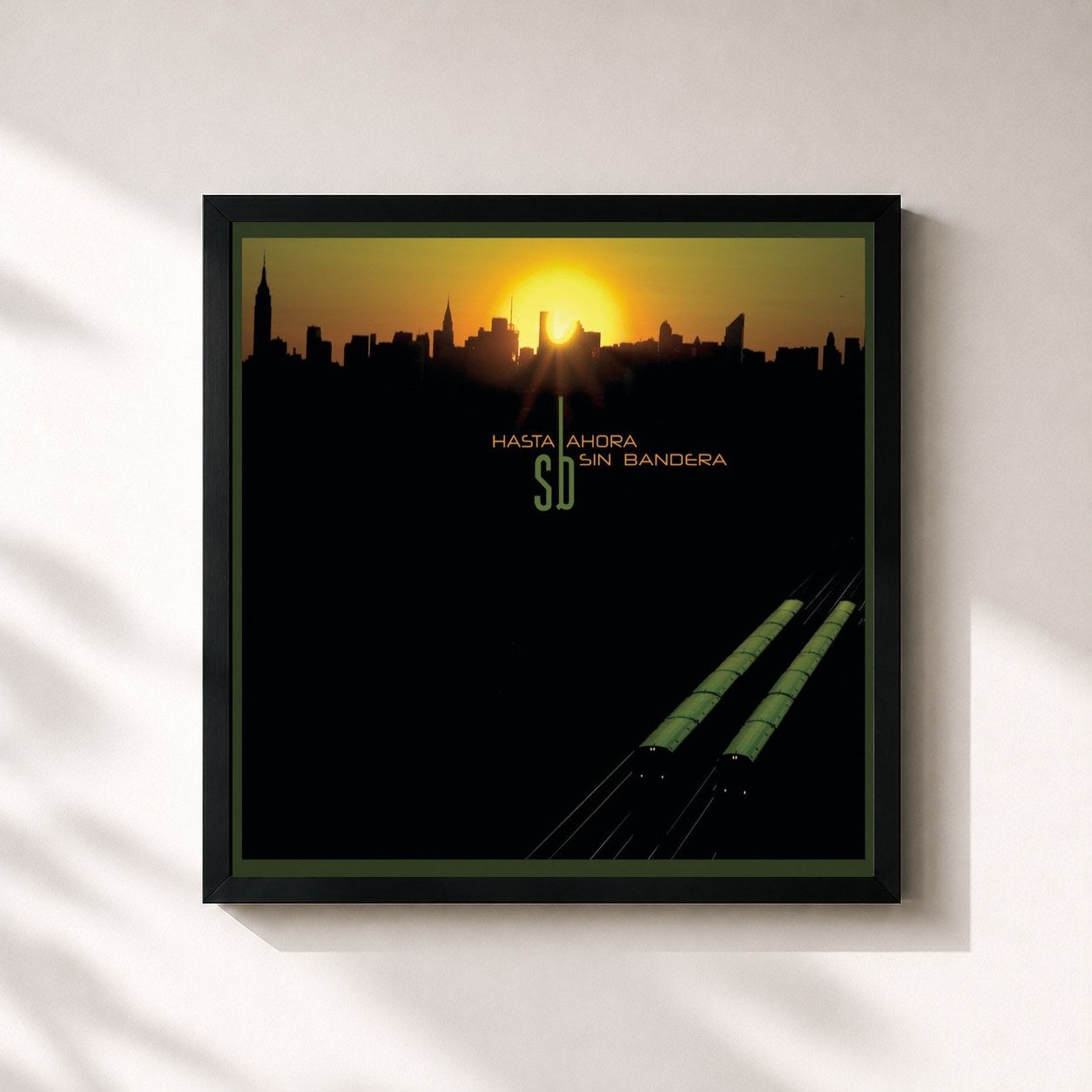#noir Tableau carré de l'album Hasta Ahora de Sin Bandera, cadre noir 32x32 cm