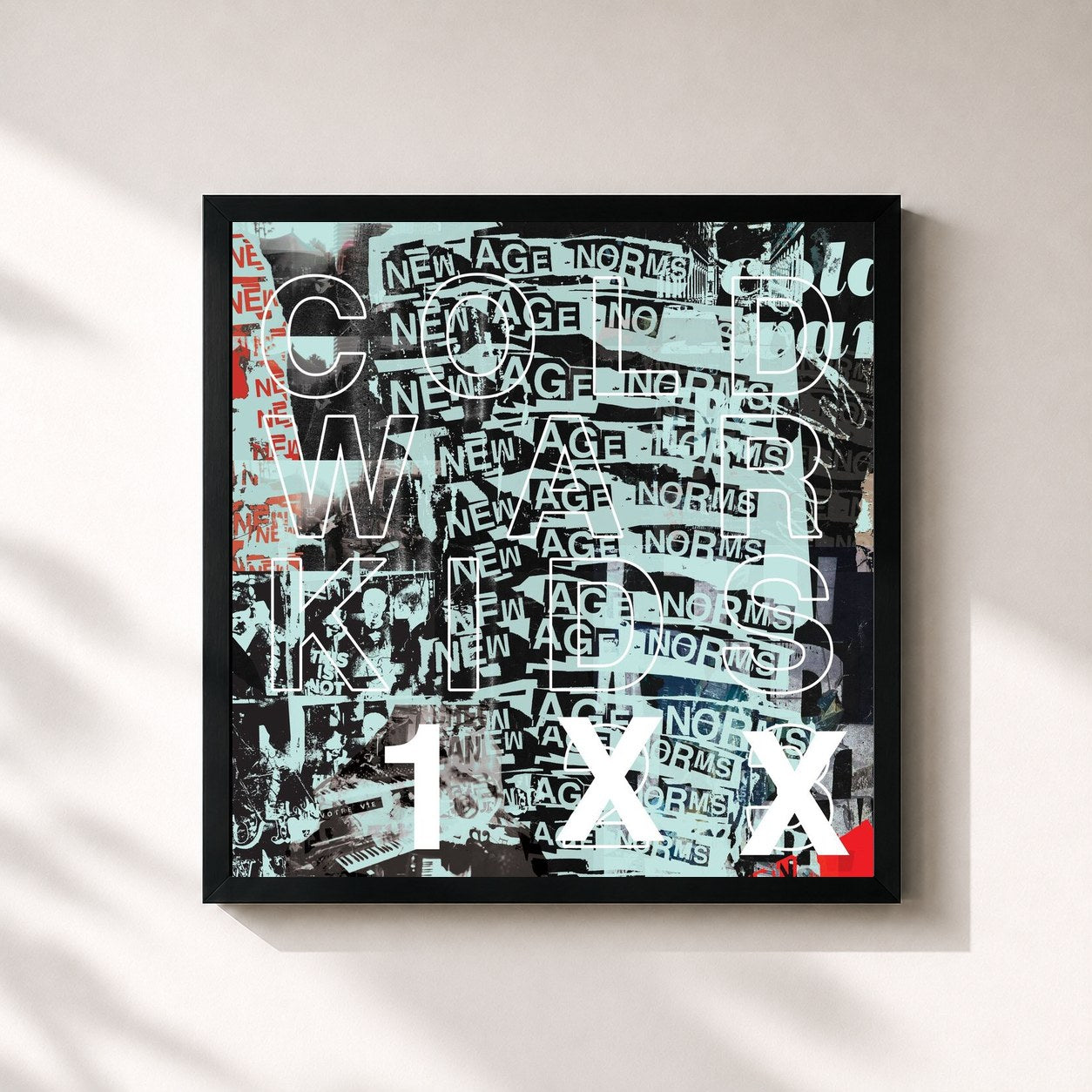 #noir Tableau carré de l'album New Age Norms 1 de Cold War Kids, cadre noir 32x32 cm