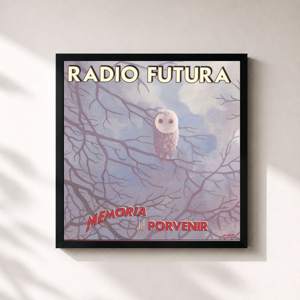 #noir Tableau carré de l'album Memoria Del Porvenir de Radio Futura, cadre noir 32x32 cm
