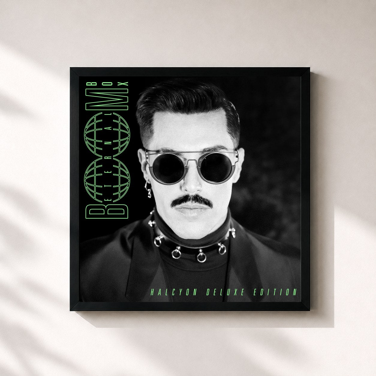 #noir Tableau carré de l'album Boombox Eternal: Halcyon Deluxe Edition de Sam Sparro, cadre noir 32x32 cm