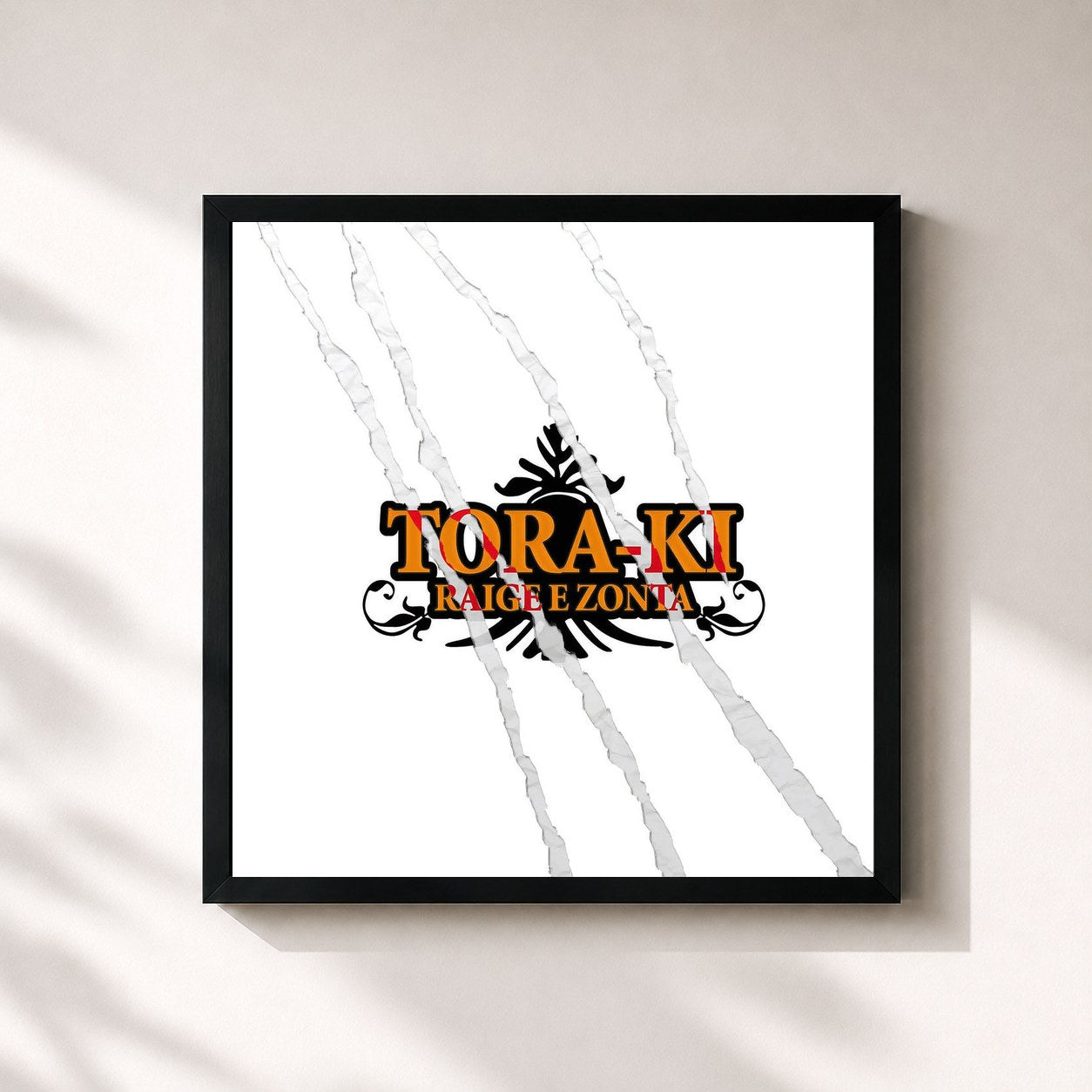 #noir Tableau carré de l'album Tora-Ki de Raige, cadre noir 32x32 cm