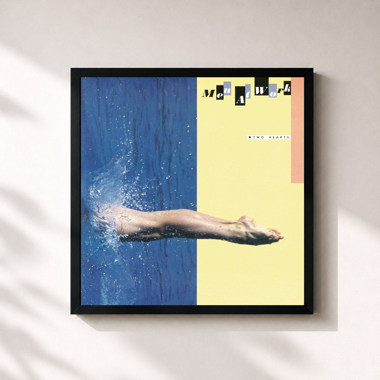 #noir Tableau carré de l'album Two Hearts de Men at Work, cadre noir 32x32 cm