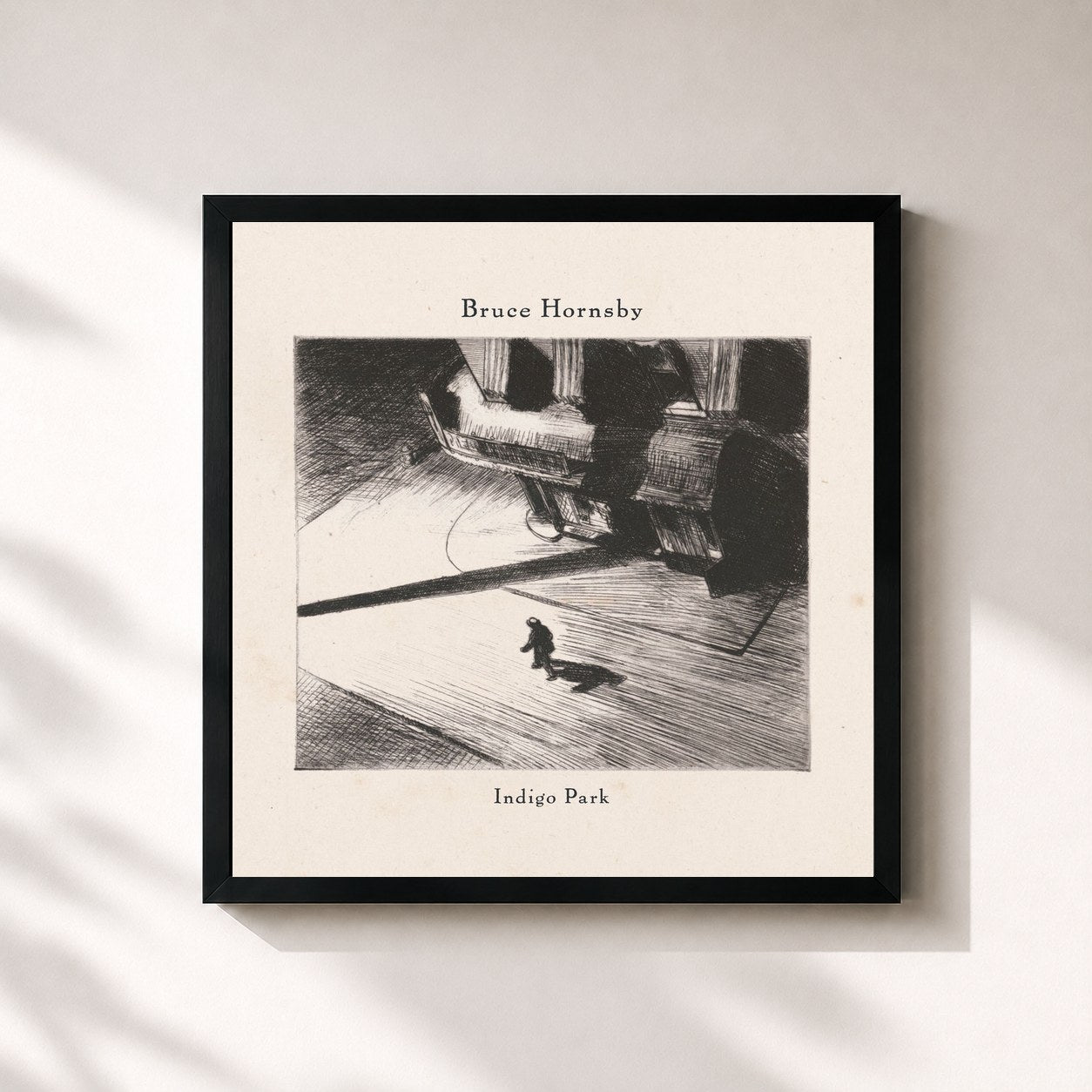 #noir Tableau carré de l'album Indigo Park de Bruce Hornsby, cadre noir 32x32 cm