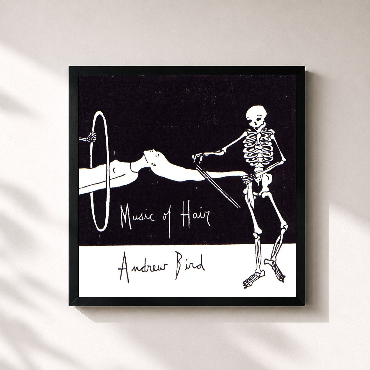 #noir Tableau carré de l'album Music of Hair de Andrew Bird, cadre noir 32x32 cm