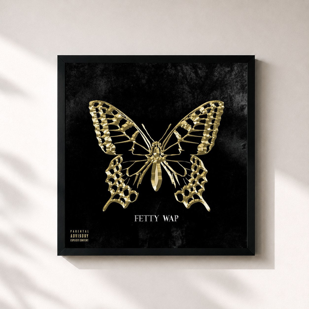 #noir Tableau carré de l'album The Butterfly Effect de Fetty Wap, cadre noir 32x32 cm