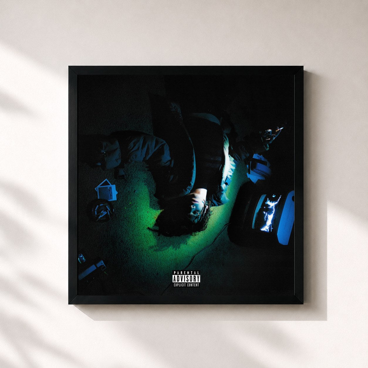 #noir Tableau carré de l'album leave me where you found me de Iann Dior, cadre noir 32x32 cm