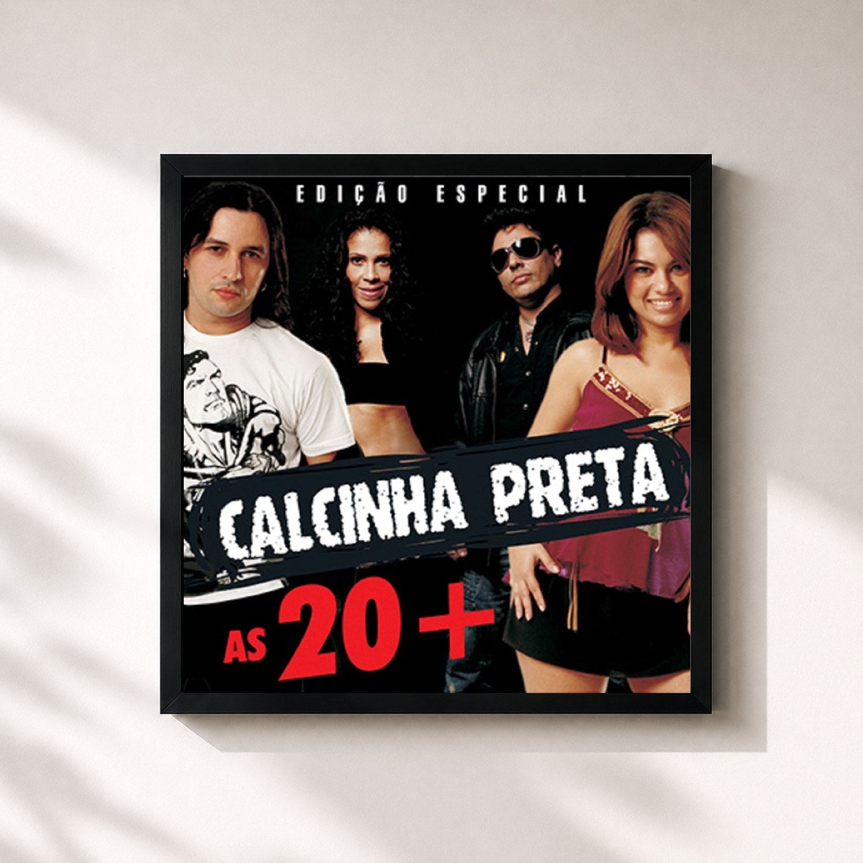 #noir Tableau carré de l'album As 20 + de Calcinha Preta, cadre noir 32x32 cm
