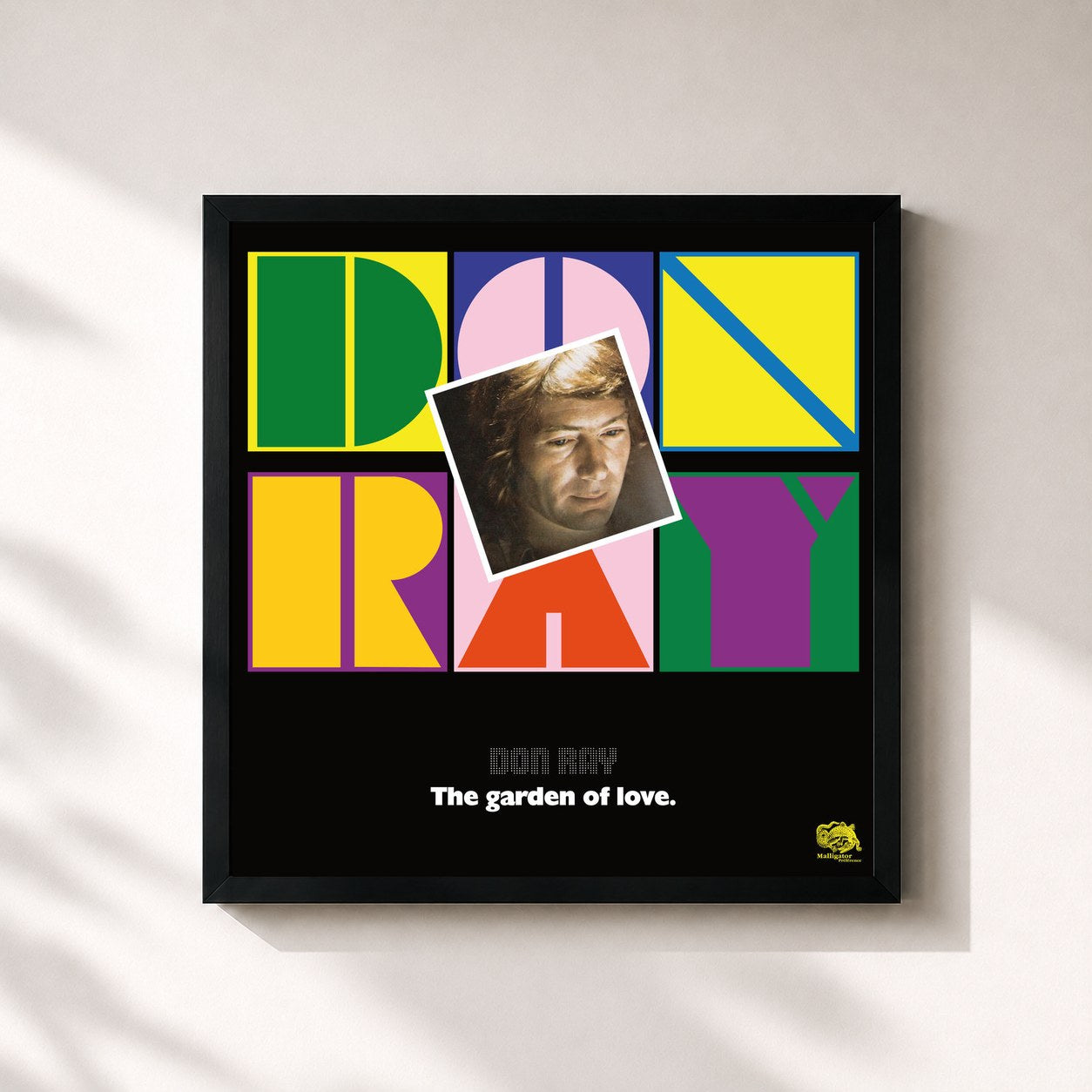 #noir Tableau carré de l'album Don Ray - Garden of Love de Cerrone, cadre noir 32x32 cm