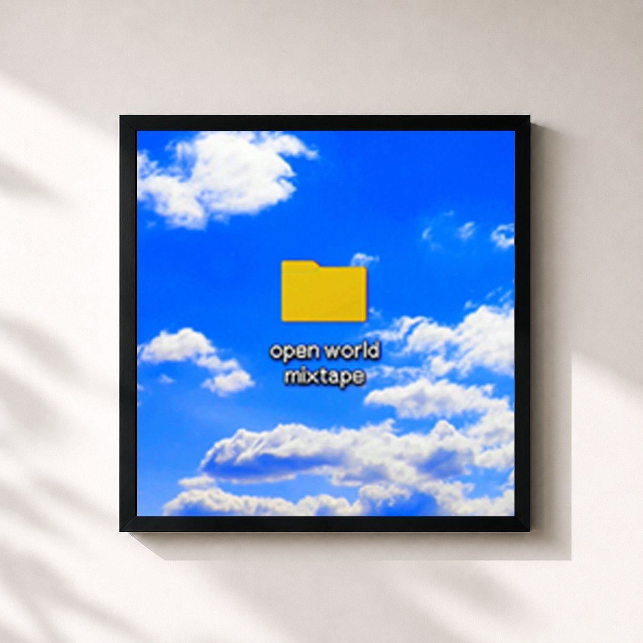 #noir Tableau carré de l'album open world (mixtape) de Fakear, cadre noir 32x32 cm