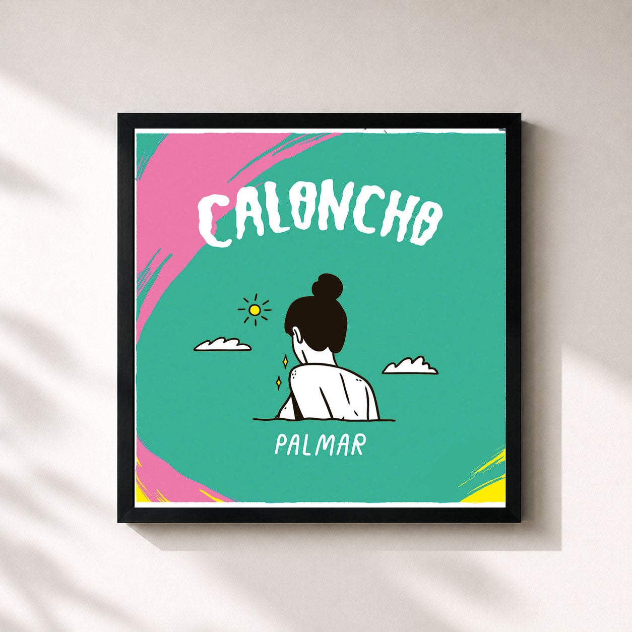 #noir Tableau carré de l'album Palmar de Caloncho, cadre noir 32x32 cm