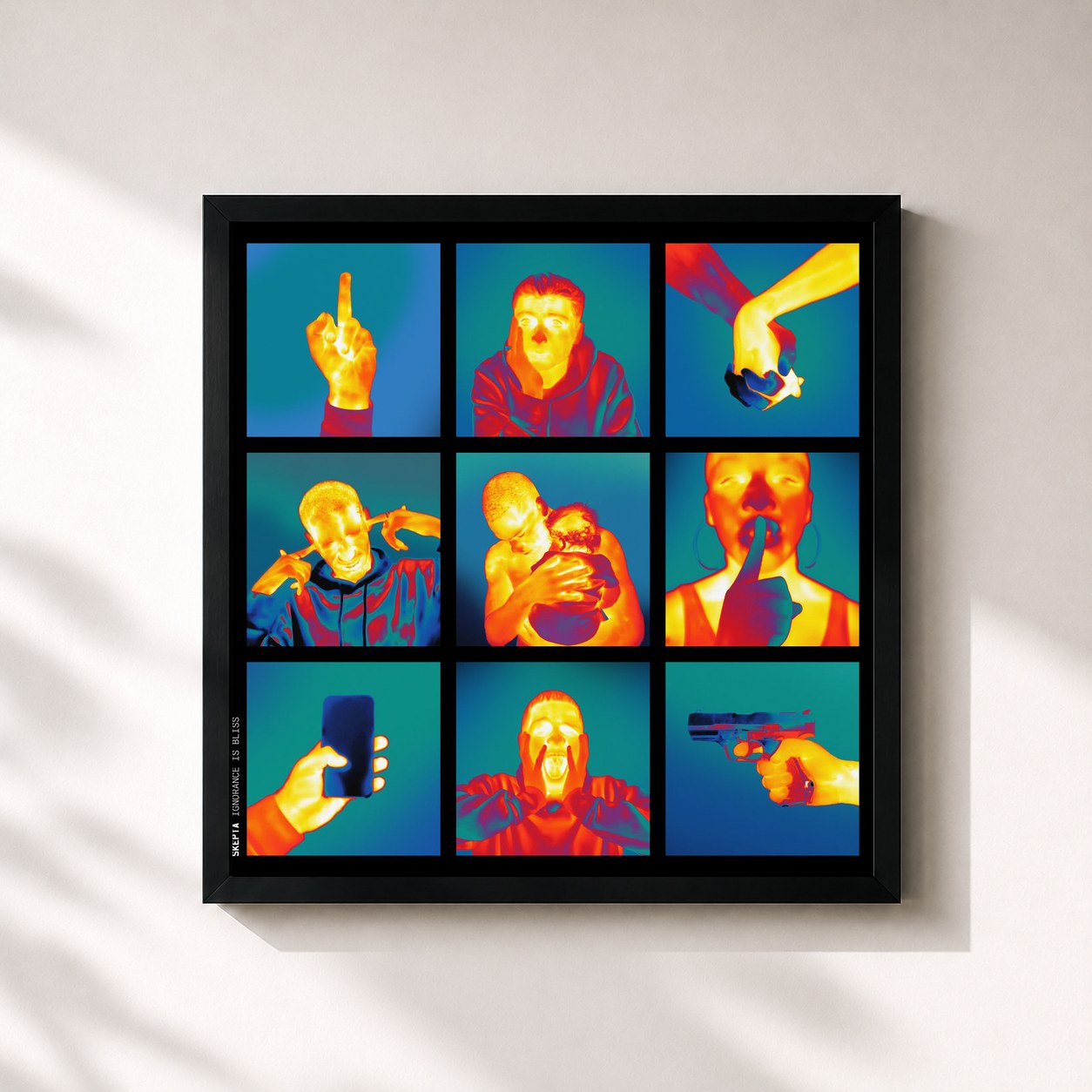 #noir Tableau carré de l'album Ignorance is Bliss de Skepta, cadre noir 32x32 cm