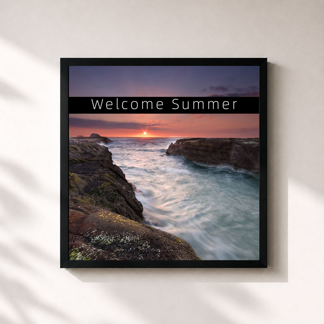 #noir Tableau carré de l'album Welcome Summer de Annie, cadre noir 32x32 cm