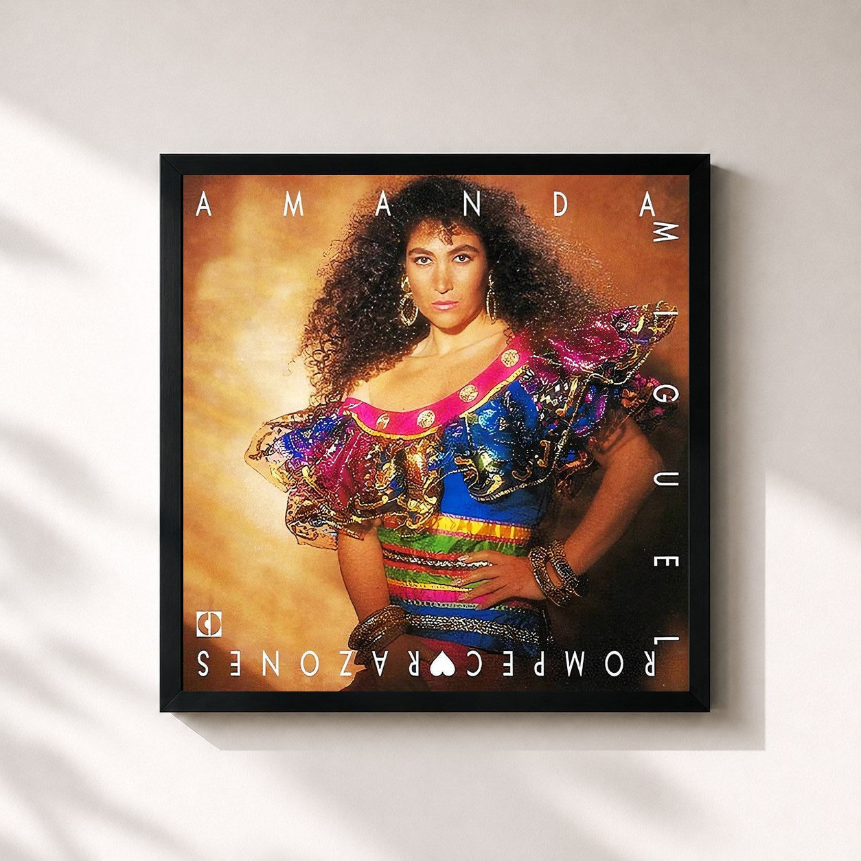 #noir Tableau carré de l'album Rompecorazones de Amanda Miguel, cadre noir 32x32 cm