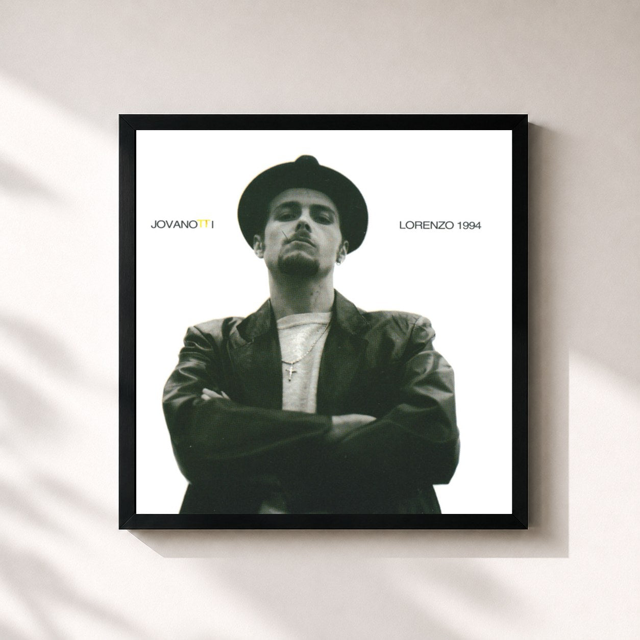 #noir Tableau carré de l'album Lorenzo 1994 de Jovanotti, cadre noir 32x32 cm