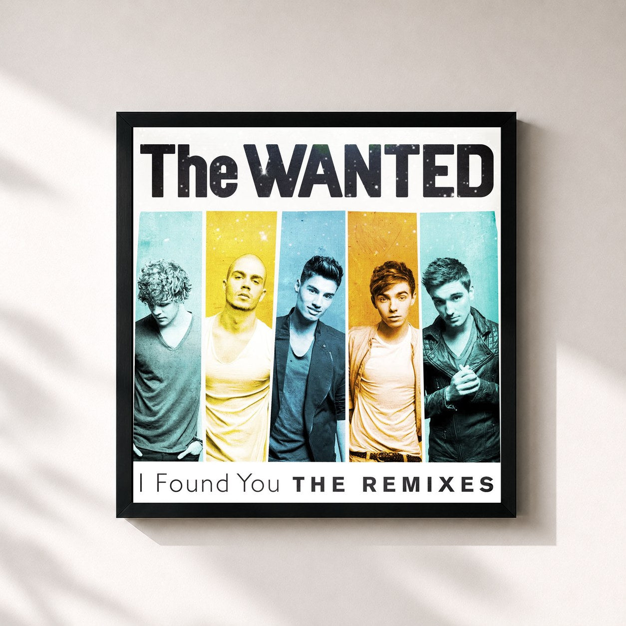 #noir Tableau carré de l'album I Found You (The Remixes) de The Wanted, cadre noir 32x32 cm