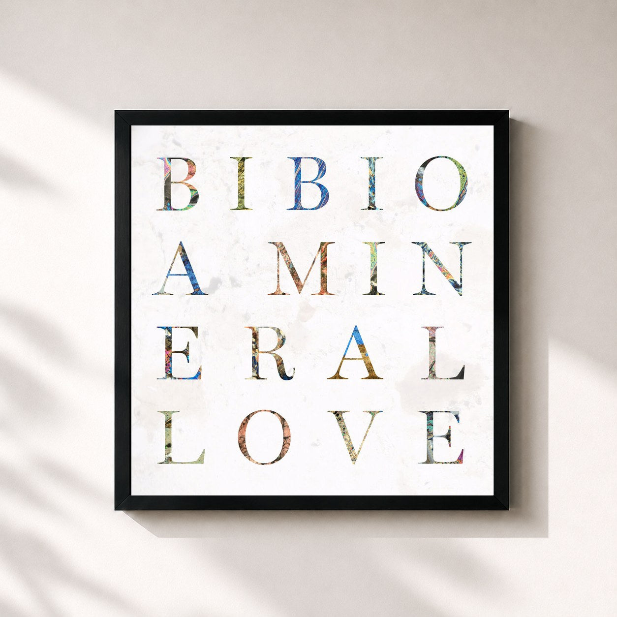 #noir Tableau carré de l'album A Mineral Love de Bibio, cadre noir 32x32 cm
