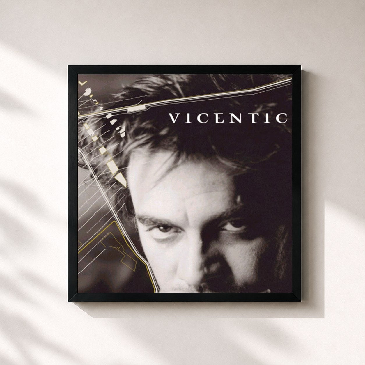 #noir Tableau carré de l'album Vicentico de Vicentico, cadre noir 32x32 cm