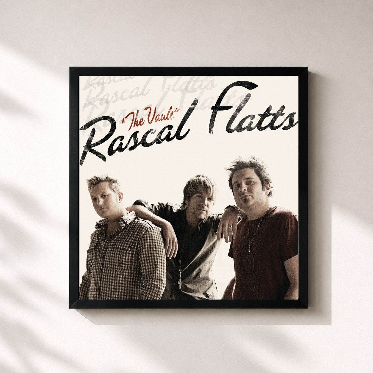 #noir Tableau carré de l'album The Vault de Rascal Flatts, cadre noir 32x32 cm