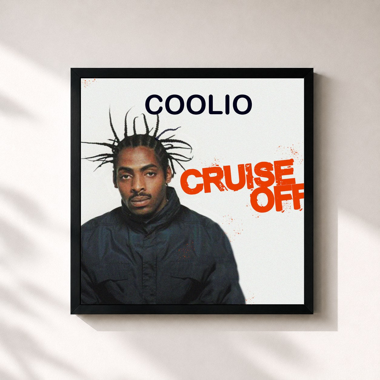 #noir Tableau carré de l'album Cruise Off de Coolio, cadre noir 32x32 cm