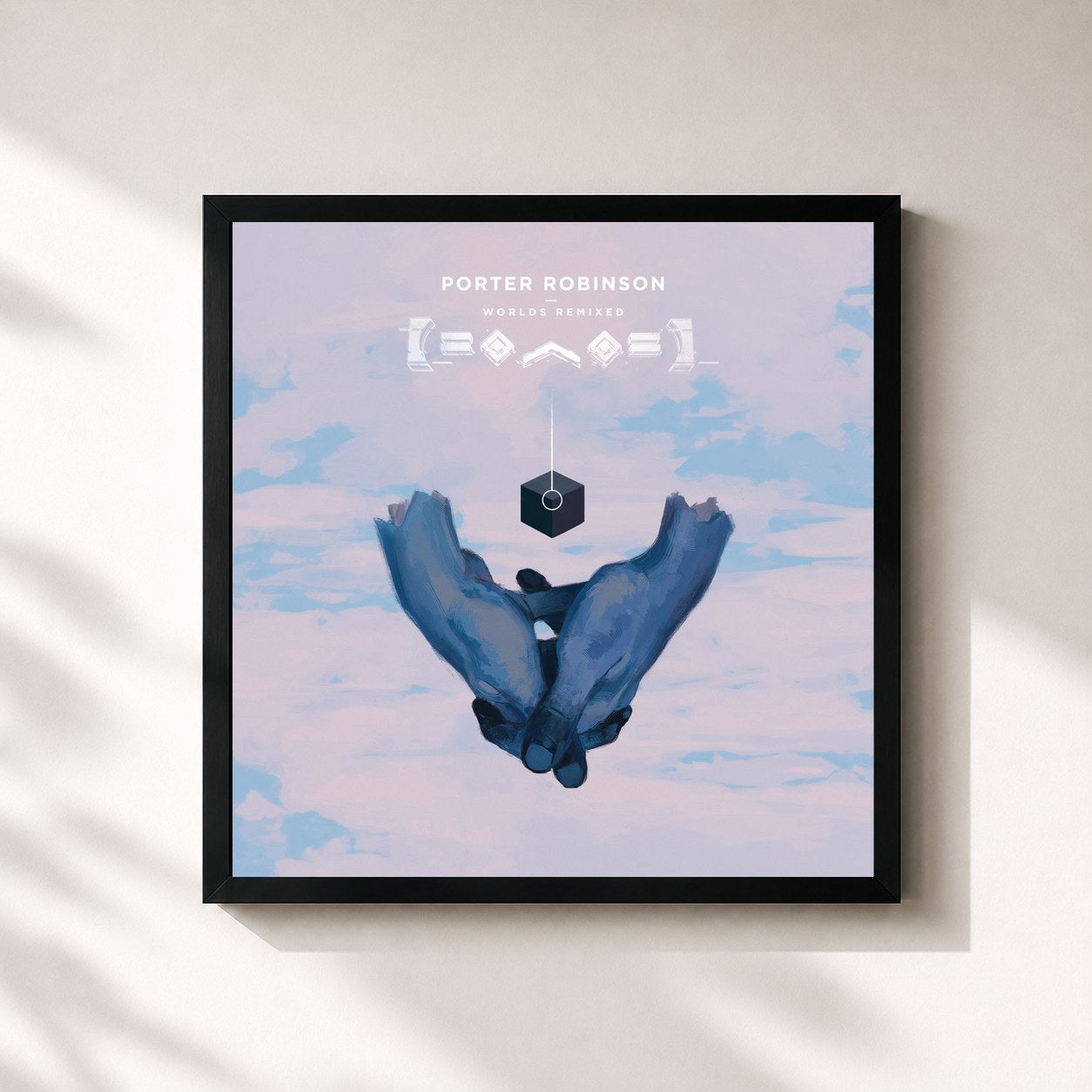 #noir Tableau carré de l'album Worlds (Remixed) de Porter Robinson, cadre noir 32x32 cm