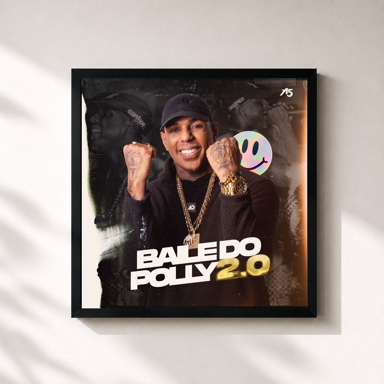 #noir Tableau carré de l'album Baile do Polly 2.0 de Oh Polêmico, cadre noir 32x32 cm