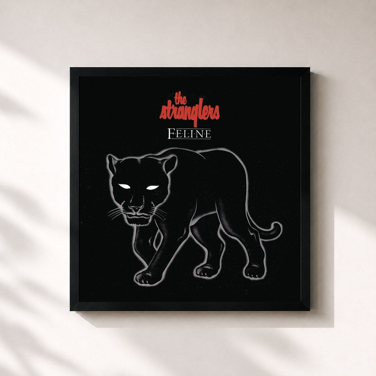 #noir Tableau carré de l'album Feline de The Stranglers, cadre noir 32x32 cm