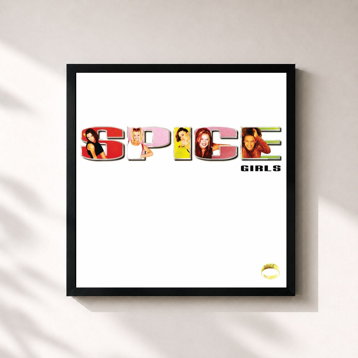 #noir Tableau carré de l'album Spice de Spice Girls, cadre noir 32x32 cm