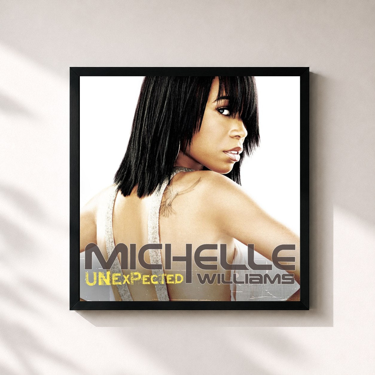 #noir Tableau carré de l'album Unexpected de Michelle Williams, cadre noir 32x32 cm