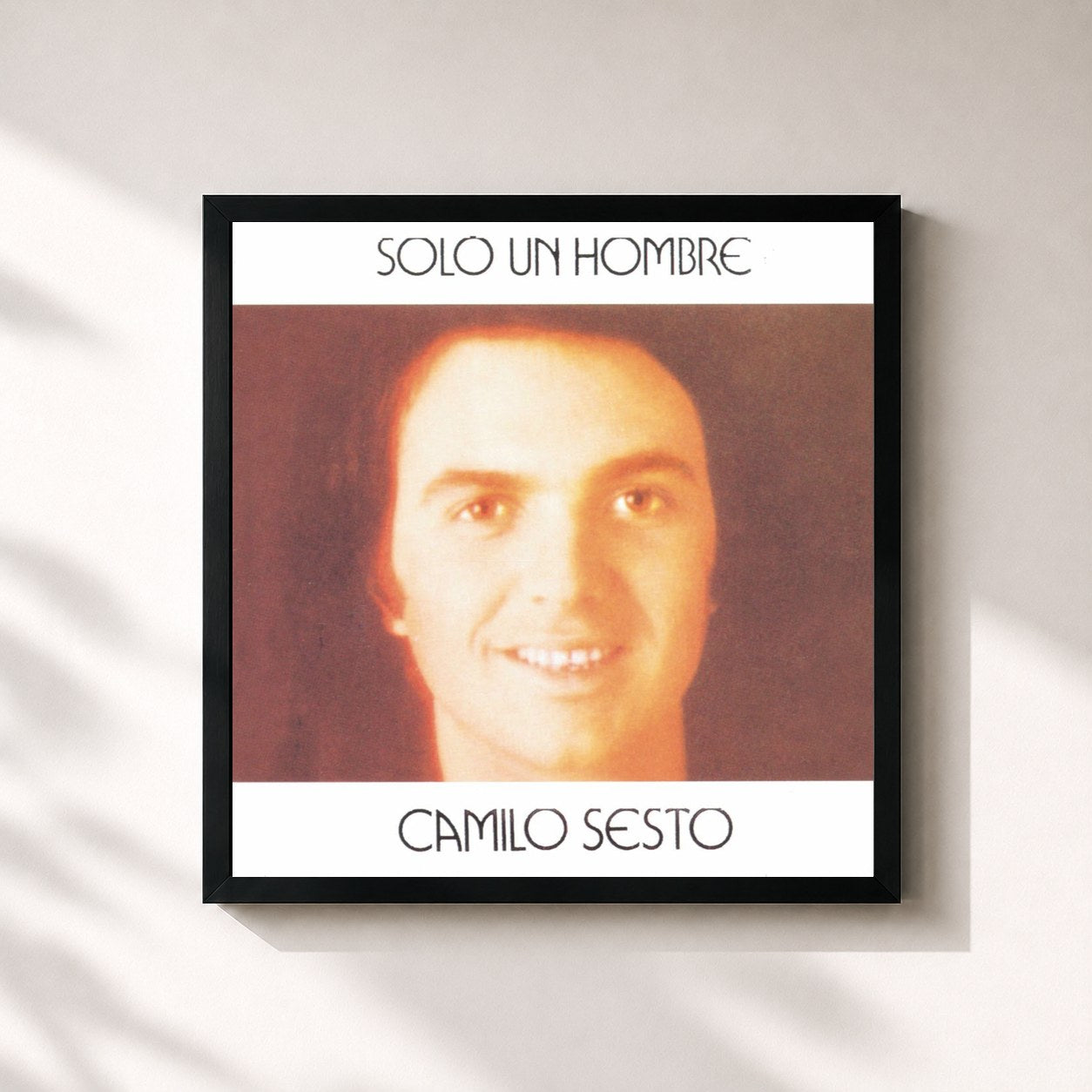 #noir Tableau carré de l'album Solo un Hombre de Camilo Sesto, cadre noir 32x32 cm