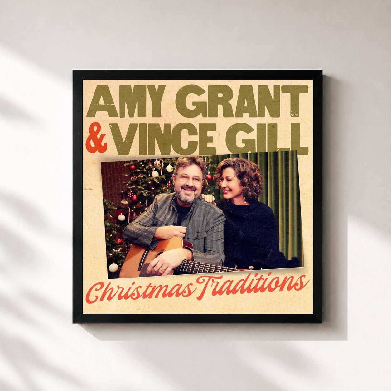 #noir Tableau carré de l'album Christmas Traditions de Amy Grant, cadre noir 32x32 cm