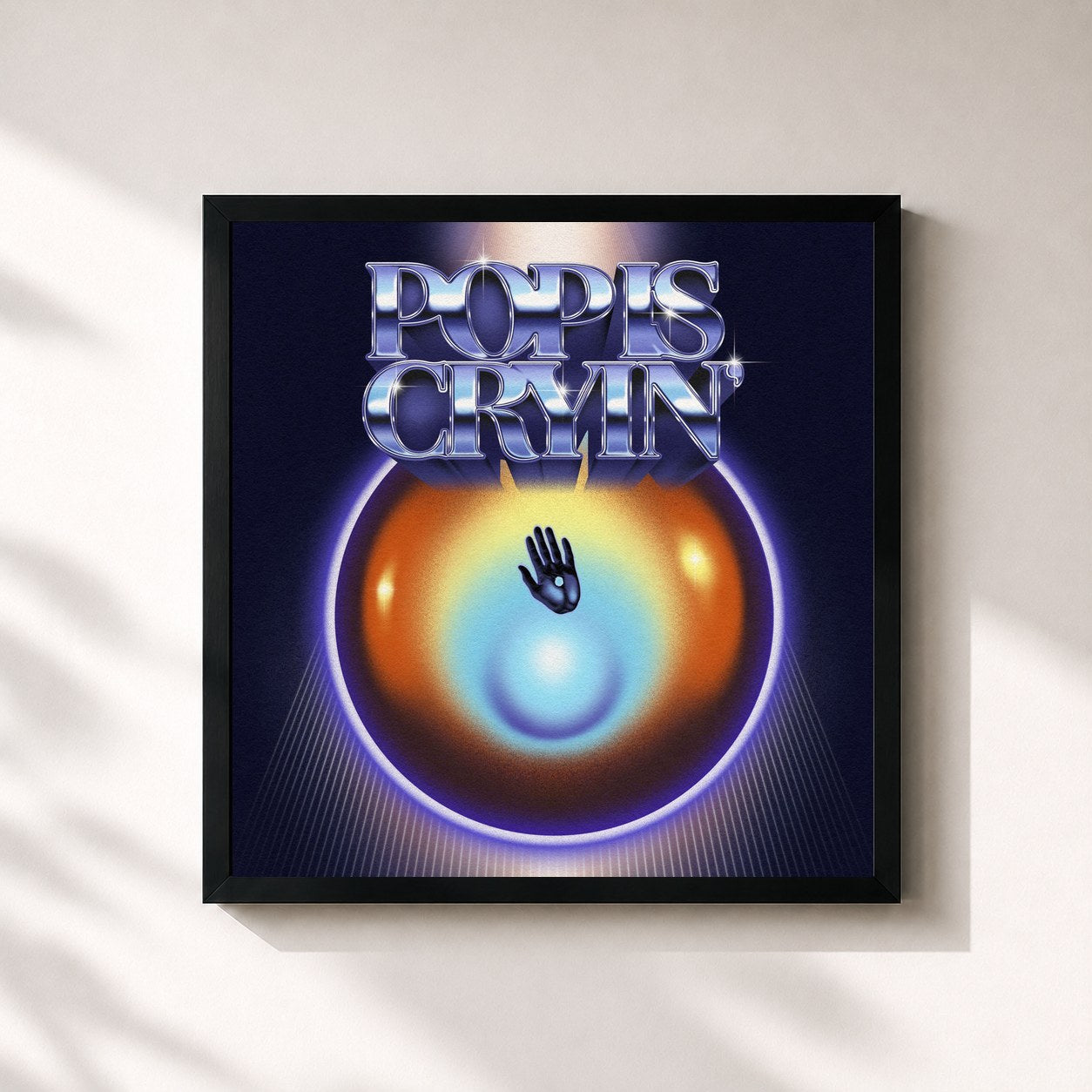 #noir Tableau carré de l'album POP IS CRYIN' de Bewhy, cadre noir 32x32 cm