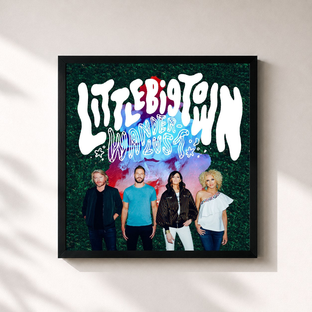 #noir Tableau carré de l'album Wanderlust de Little Big Town, cadre noir 32x32 cm