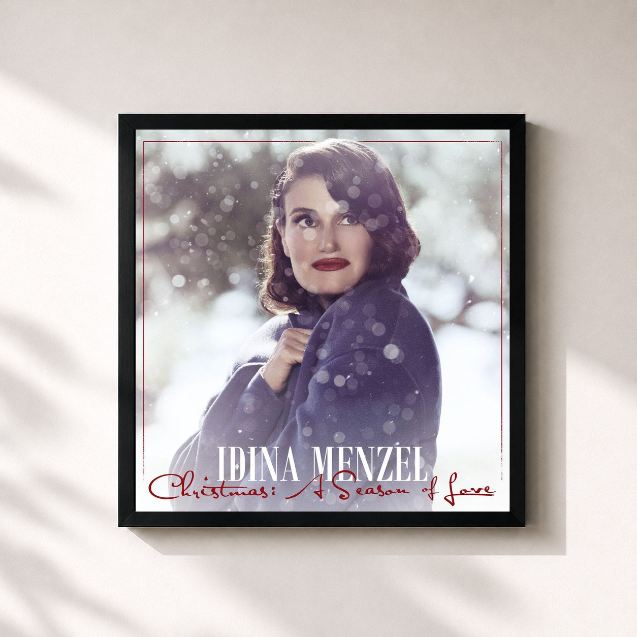#noir Tableau carré de l'album Christmas: A Season Of Love de Idina Menzel, cadre noir 32x32 cm