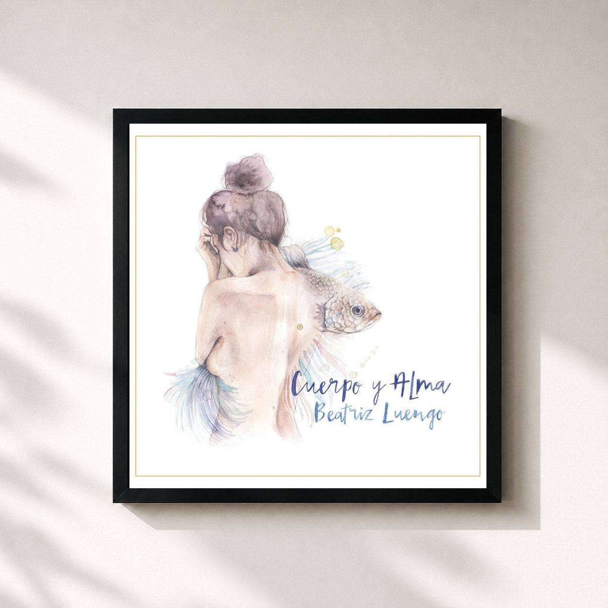 #noir Tableau carré de l'album Cuerpo y Alma de Beatriz Luengo, cadre noir 32x32 cm
