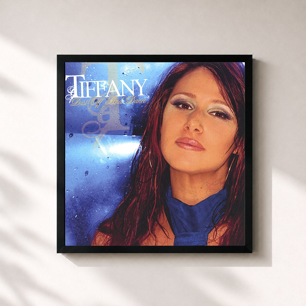#noir Tableau carré de l'album Dust Off And Dance de Tiffany, cadre noir 32x32 cm