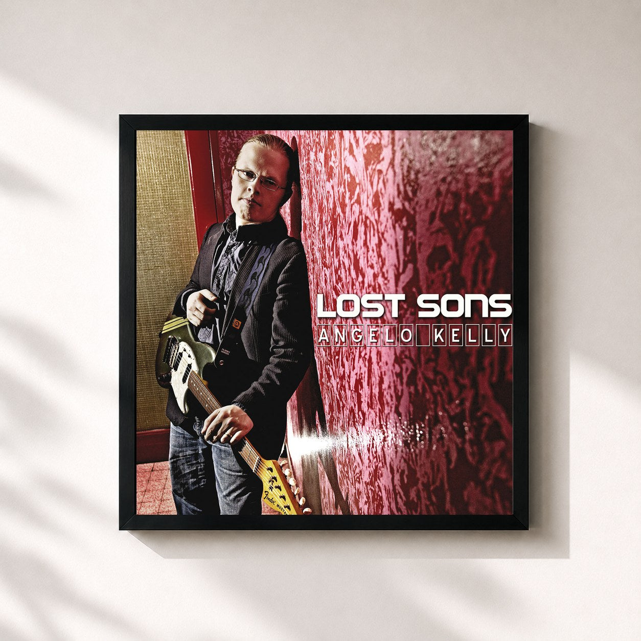 #noir Tableau carré de l'album Lost Sons de Angelo Kelly, cadre noir 32x32 cm