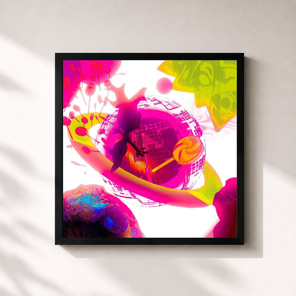 #noir R0SE 80N80N by 55ASKY as a square framed art print, black 32x32 cm frame