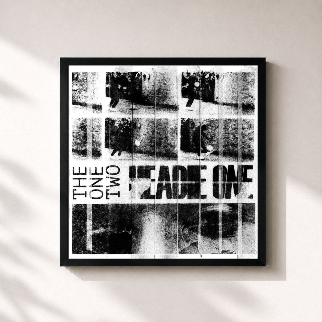 #noir Tableau carré de l'album The One Two de Headie One, cadre noir 32x32 cm
