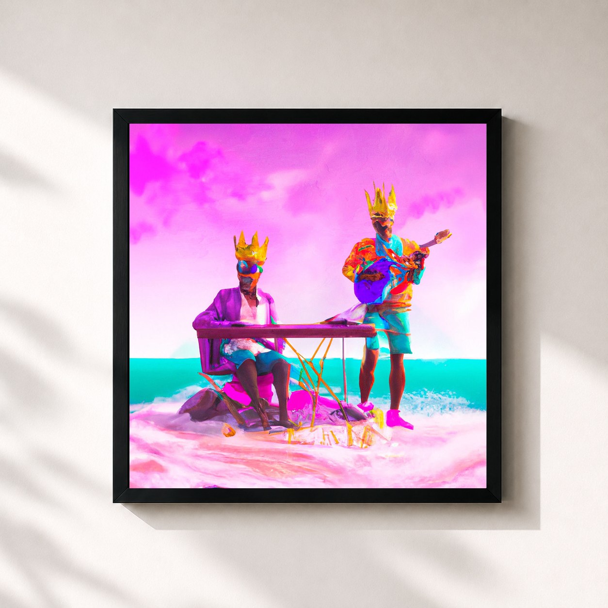 #noir Tableau carré de l'album Los Dueños De La Playa de Alkilados, cadre noir 32x32 cm