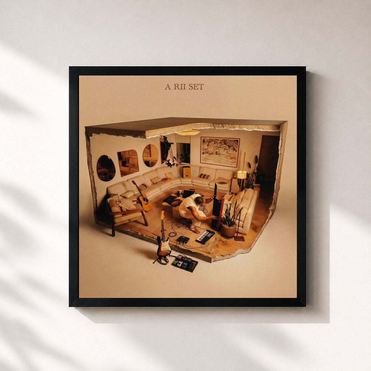 #noir Tableau carré de l'album A Rii Set de Pheelz, cadre noir 32x32 cm