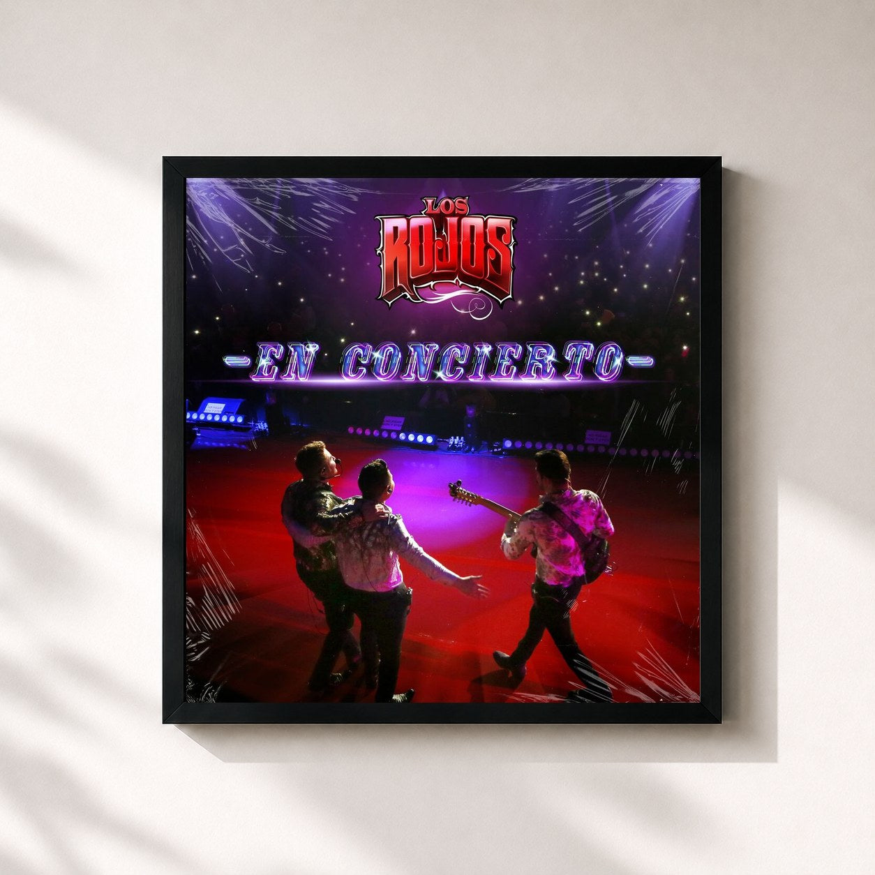 #noir Tableau carré de l'album En Concierto de Los Rojos, cadre noir 32x32 cm