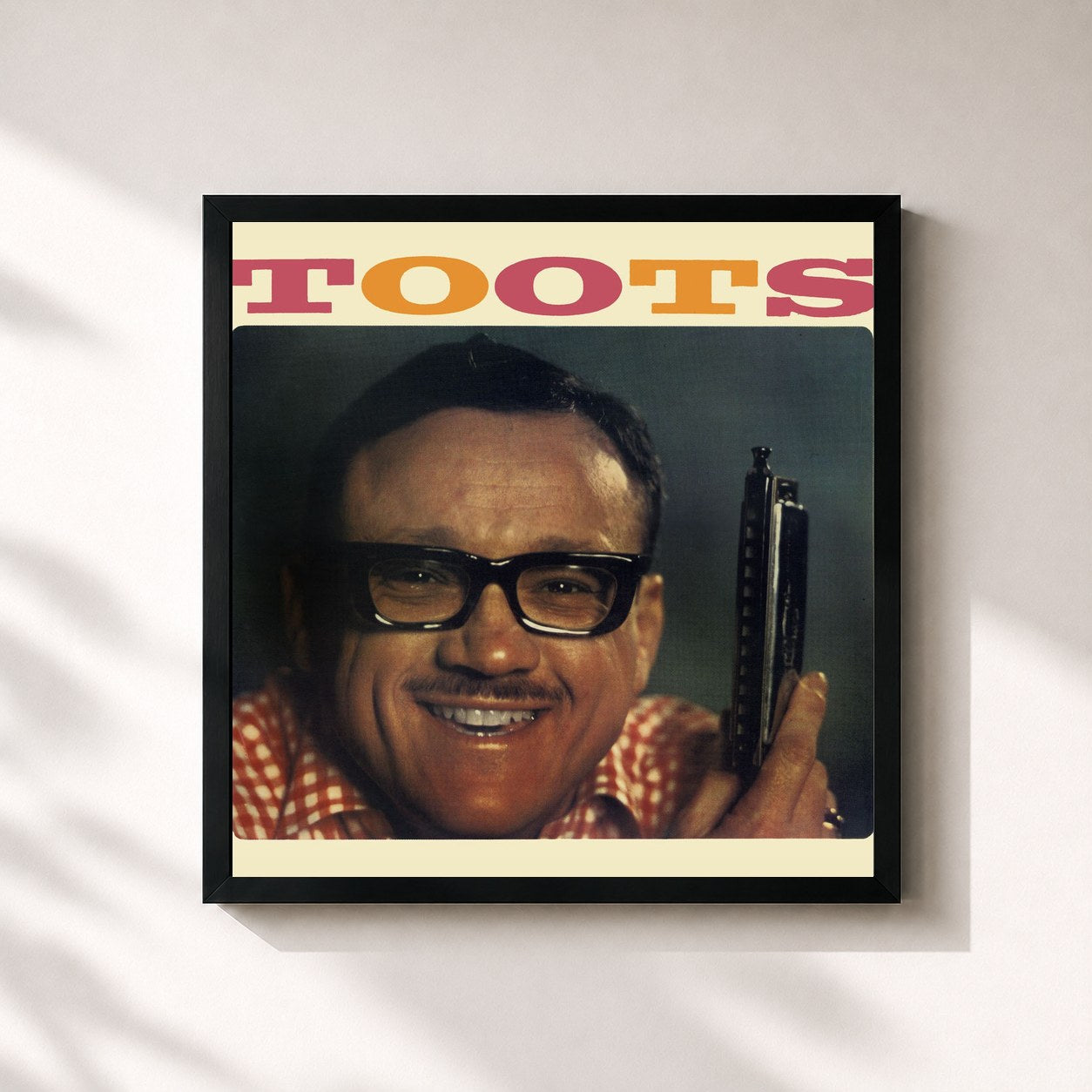 #noir Tableau carré de l'album Toots Thielemans de Toots Thielemans, cadre noir 32x32 cm