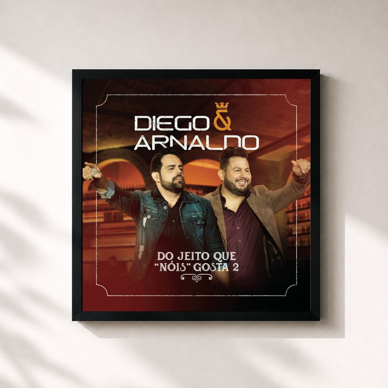 #noir Tableau carré de l'album Do Jeito que Nóis Gosta 2 de Diego & Arnaldo, cadre noir 32x32 cm