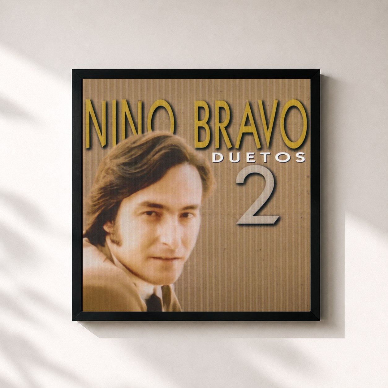 #noir Tableau carré de l'album Duetos 2 de Nino Bravo, cadre noir 32x32 cm