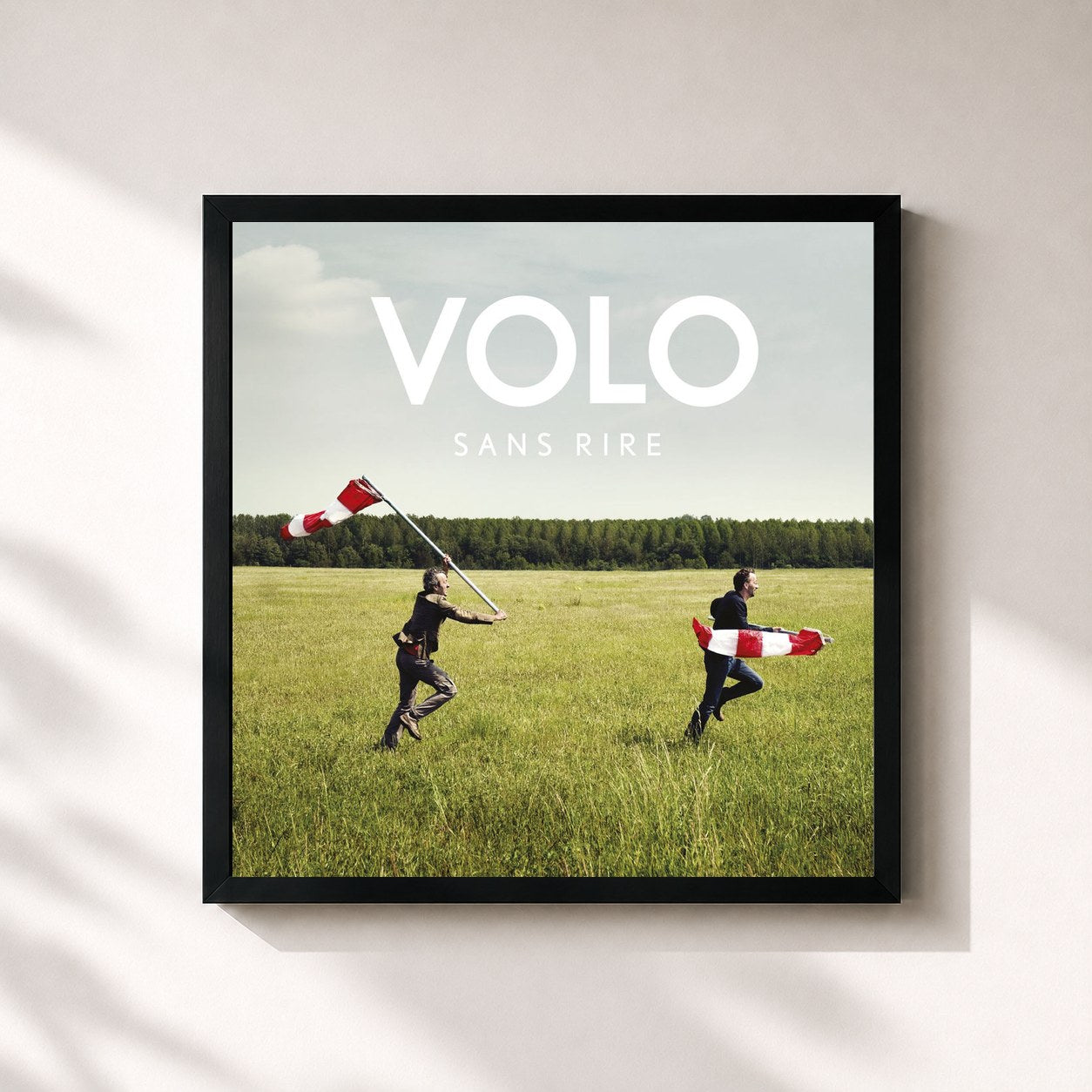 #noir Tableau carré de l'album Sans rire de Volo, cadre noir 32x32 cm