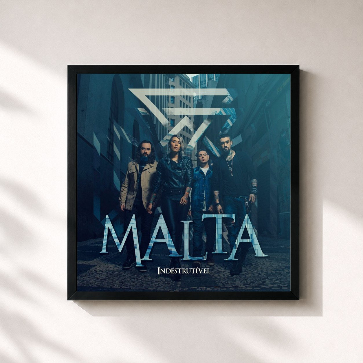 #noir Tableau carré de l'album Indestrutível de Malta, cadre noir 32x32 cm