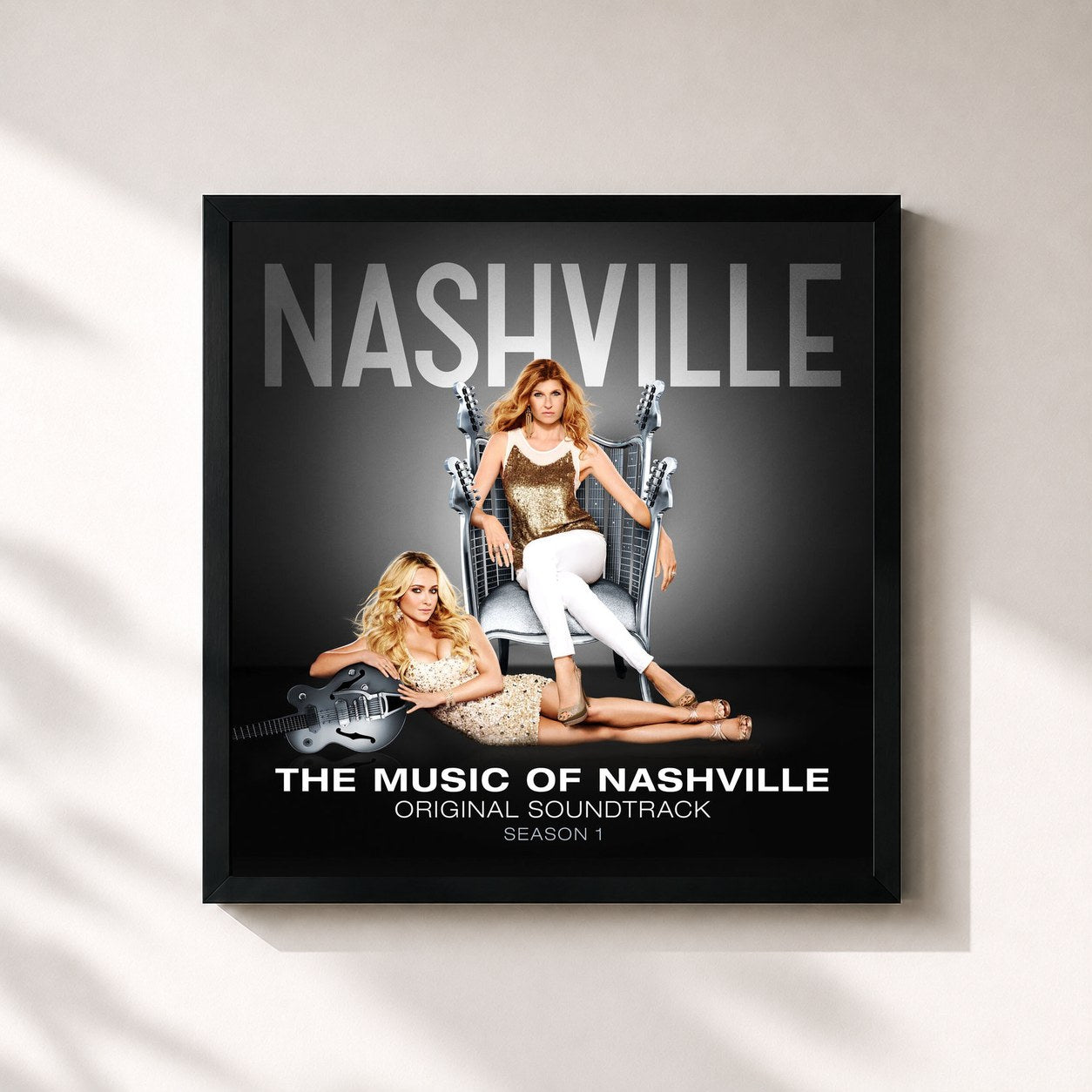 #noir Tableau carré de l'album The Music Of Nashville: Season 1 (Original Soundtrack) de Nashville Cast, cadre noir 32x32 cm